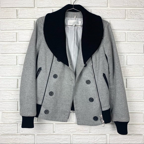 Veronica Beard Felted Wool Bomber Jacket in Gray and Black - Picture 6 of 13